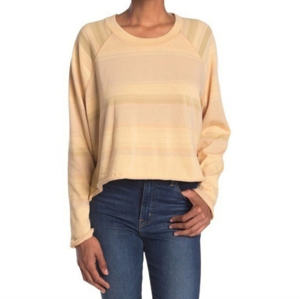 We The Free Free People Baja Striped Long Sleeve Tshirt Oversized Womens Size L